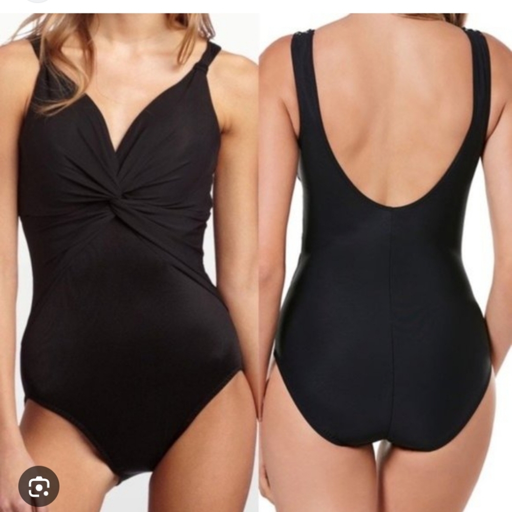 New Black Miraclesuit One Piece Swimsuit, Sz. 16